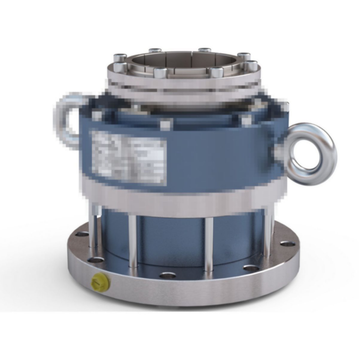 Agitator double mechanical seal with flanged mounting, lifting eyes and barrier fluid connections for reactors and vessels