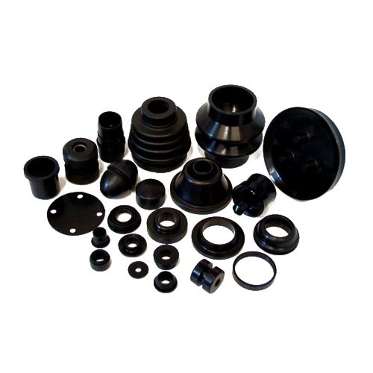 Moulded rubber components including bellows, bushes, caps and grommets for industrial equipment