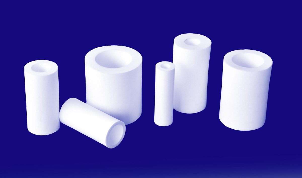 White PTFE tubes and bushes in assorted sizes for chemical resistant bearing and lining applications