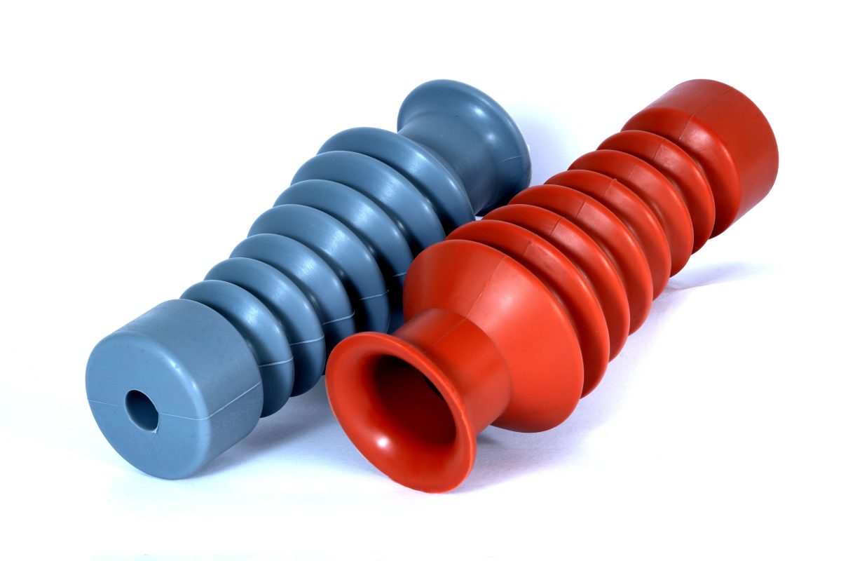 Moulded rubber bellows and boots for protecting shafts and rods from dust, grit and moisture