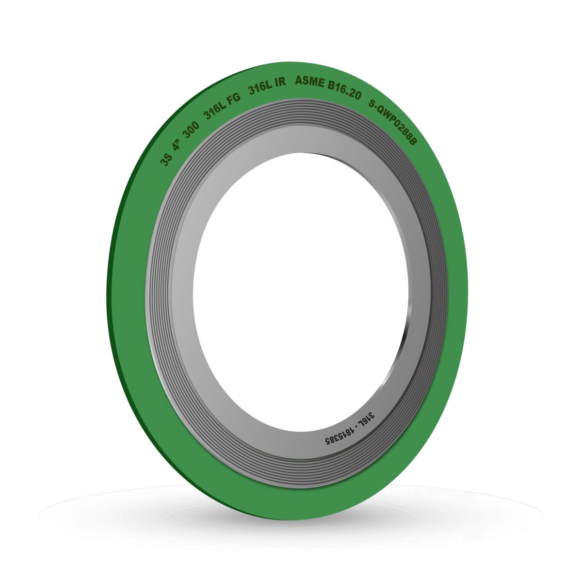 Spiral wound gasket with stainless steel winding, filler material and outer centring ring made to ASME B16.20